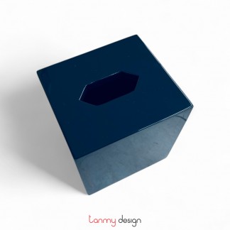 Navy blue lacquer tissue box 10x11xH12cm